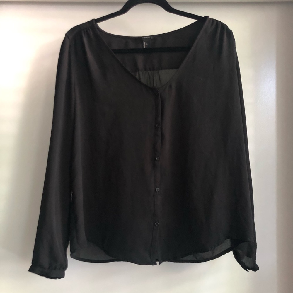 Forever 21 Scoop Neck Button Down Blouse